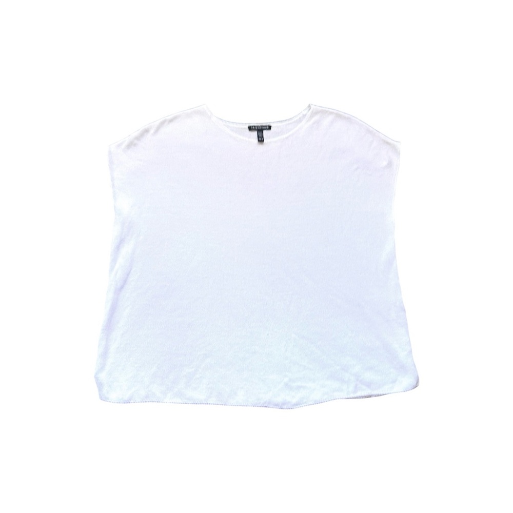EILEEN FISHER Organic-Linen & Organic-Cotton Crewneck Box Top White Minimalist M